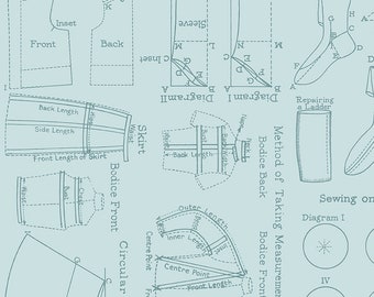 SEW JOURNAL Needlecraft Blue - J Wecker Frisch - cotton quilting fabric - Riley Blake Designs