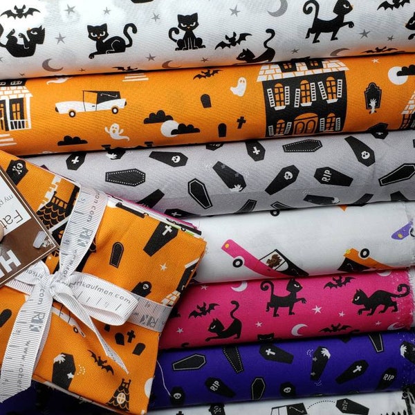 EERIE ALLEY - 4 Caleb Gray - 8 Fat Quarter Bundle - Halloween - 100% cotton quilting fabric - Robert Kaufman fabrics