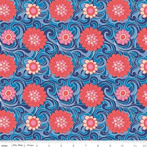 CARNABY COLLECTION - Carnation Carnival A - Retro Indigo - Liberty of London - 100% Cotton quilting fabric - Riley Blake Designs