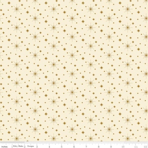GLISTEN Stars Eggnog Cream Christmas Sandy Gervais 100% cotton quilting fabric; Riley Blake Designs
