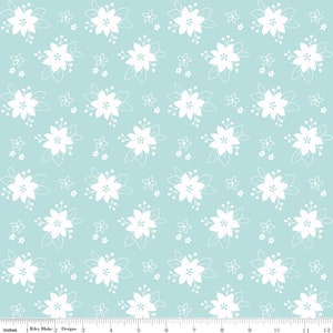 PIXIE NOEL 2 - Floral - Aqua - Tasha Noel - Christmas - Christmas Fabric - 100% cotton quilting fabric - Riley Blake Designs