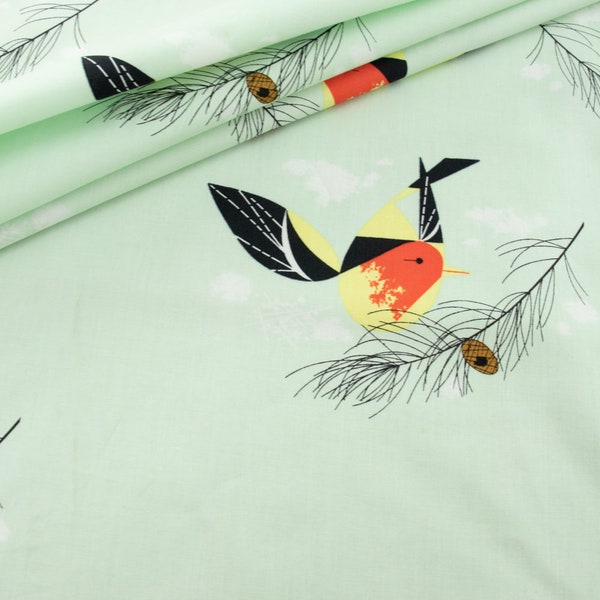 WESTERN BIRDS - Western Tanager - Charley Harper - 100% organic poplin fabric yardage - Birch Fabrics