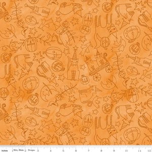 HALLOWEEN WHIMSY Whimsy Icons Orange Teresa Kogut - Halloween Fabric - 100% cotton quilting fabric yardage -Riley Blake Designs