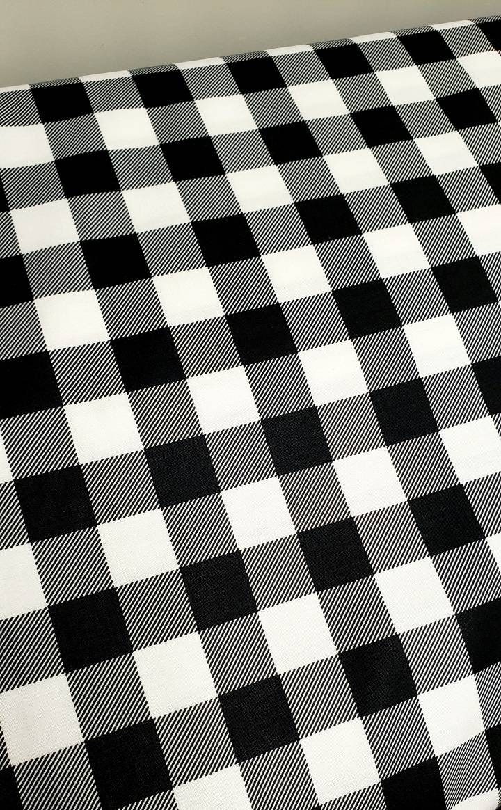 Black & White Buffalo Plaid Check Moda Fabrics cotton | Etsy