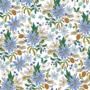 HOLIDAY CLASSICS II - Poinsettia Bouquet - White Metallic - Christmas - Rifle Paper Co - 100% cotton quilting fabric - yardage