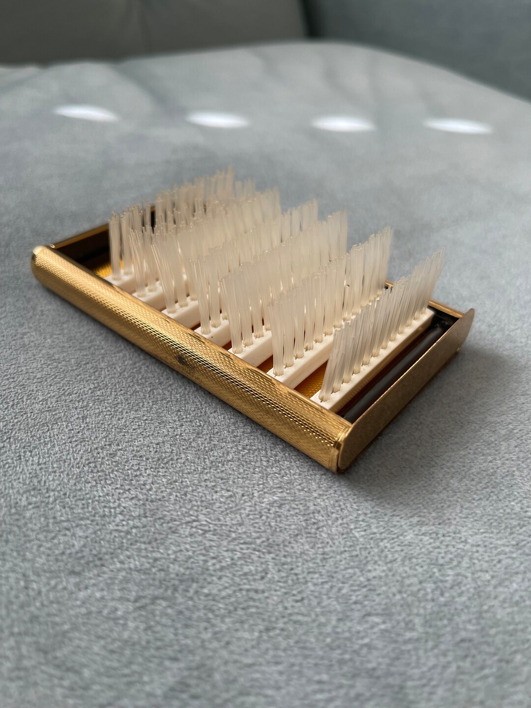 Vintage Stratton Gold Tone Brush off Folding Hair Brush Etsy