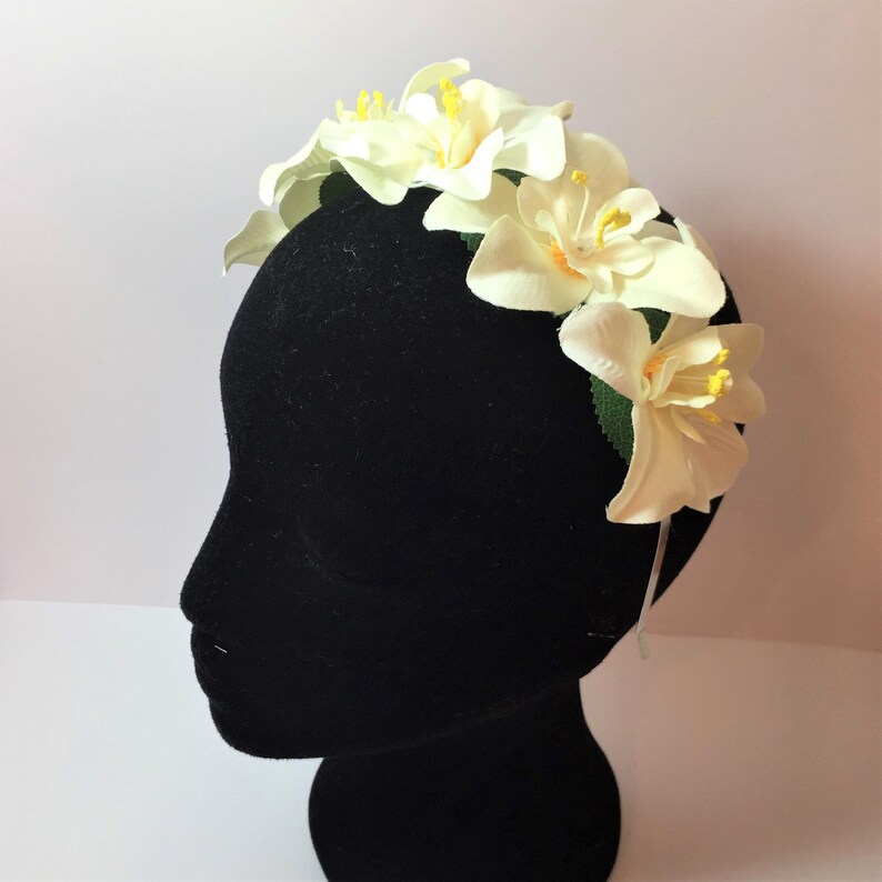 White Silk Flower Crown Boho Wedding Headpiece Bridal Etsy