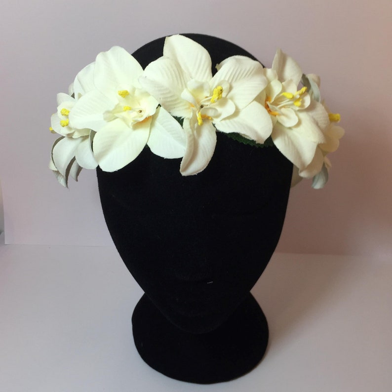 White Silk Flower Crown Boho Wedding Headpiece Bridal Etsy