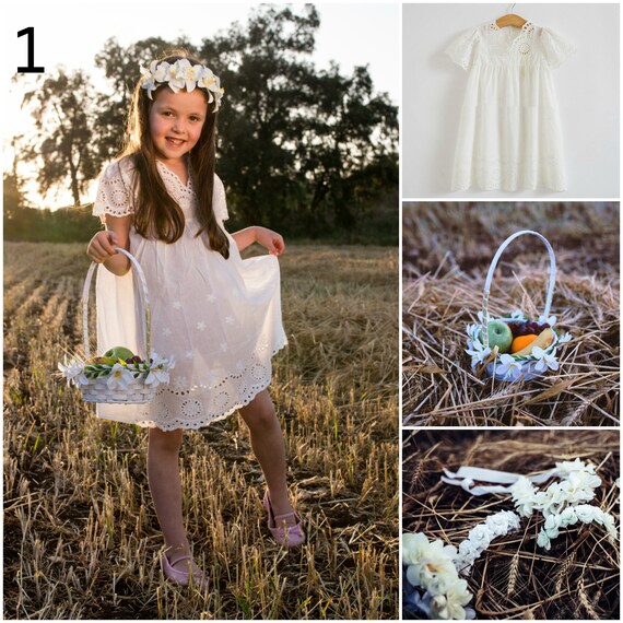 Flower Girl Set Flower Girl Crown Flower Girl Dress Etsy