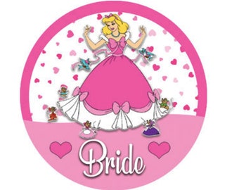 Pink Cinderella Bride Button - Disney Bachelorette Weekend Badge - Princess Button - Disney Bridal Button - Cinderella Pink Wedding Badge
