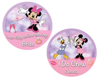 I Do Crew Bachelorette Party Button - Minnie Mouse and Daisy Duck Button - Disney Bachelorette Button - Bridal Crew - Disney Wedding Pins