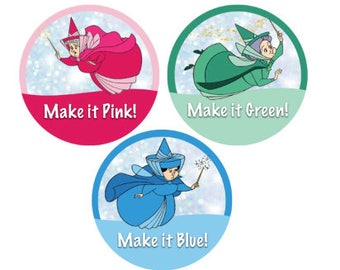 Flora Fauna and Merryweather Button - Sleeping Beauty Button - Fairies Button - Disney Park Button - Theme Park Button - Disney Badge