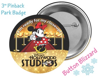 Hollywood Studios Button - Minnie Mouse Movie Star Button - Theme Park Pin - Minnie Mouse Button - Hollywood Studios Badge - Theme Park Pin