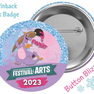 Figment Dragon International Festival of the Arts Button - One Little Spark of Inspiration - Epcot Festival Button - Arts Festival Pin