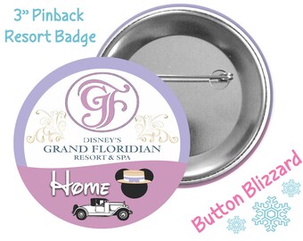 Grand Floridian Resort and Spa Button - Disney Hotel Badge - Theme Park Pin - Disney Park Button - Disney Resort Luggage Tag - Vacation Pin