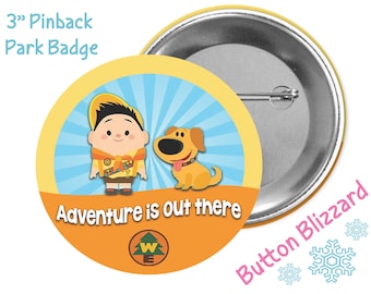 Russell and Dug the Dog Button - Up Movie Pin - Disney Park Button - Disney Kawaii Up Button - Theme Park Pin - Wildlife Explorers Button