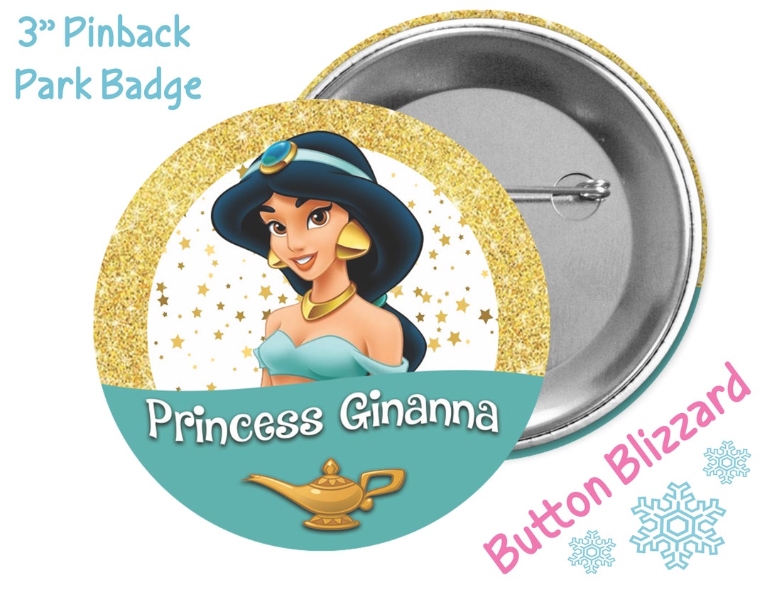 Princess Button Personalized Princess Button - Princess Jasmine Button - Aladdin Badge ...