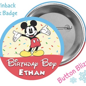 Mickey Mouse Birthday Girl Button - Minnie Mouse Birthday Boy Button - Disney Park Button - Birthday Pin - Party Pin - Celebration Button