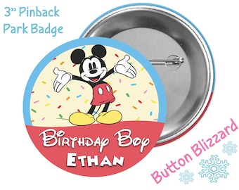 Mickey Mouse Birthday Girl Button - Minnie Mouse Birthday Boy Button - Disney Park Button - Birthday Pin - Party Pin - Celebration Button