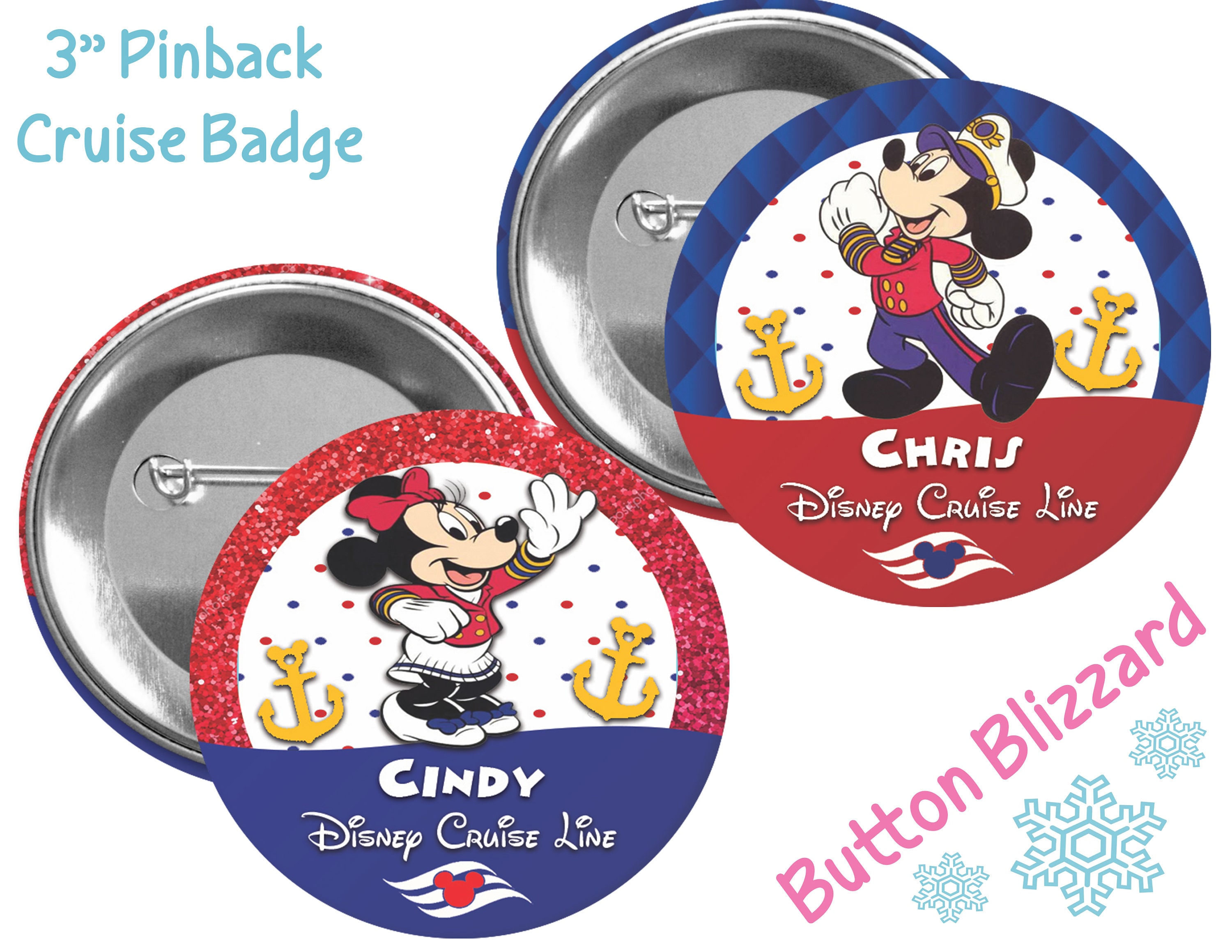 Captain Mickey Disney Cruise Inspired Button - Minnie Mouse Pin