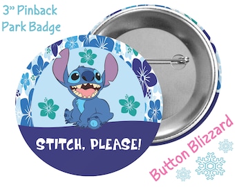 Blue Hawaiian Stitch Button - Lilo and Stitch Button - Stitch Please Button - Disney Park Pin - Stitch Party Favor - Stitch Lanyard Pin