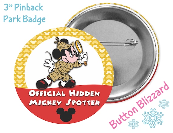 Official Hidden Mickey Spotter Button - Disney Park Button - Theme  