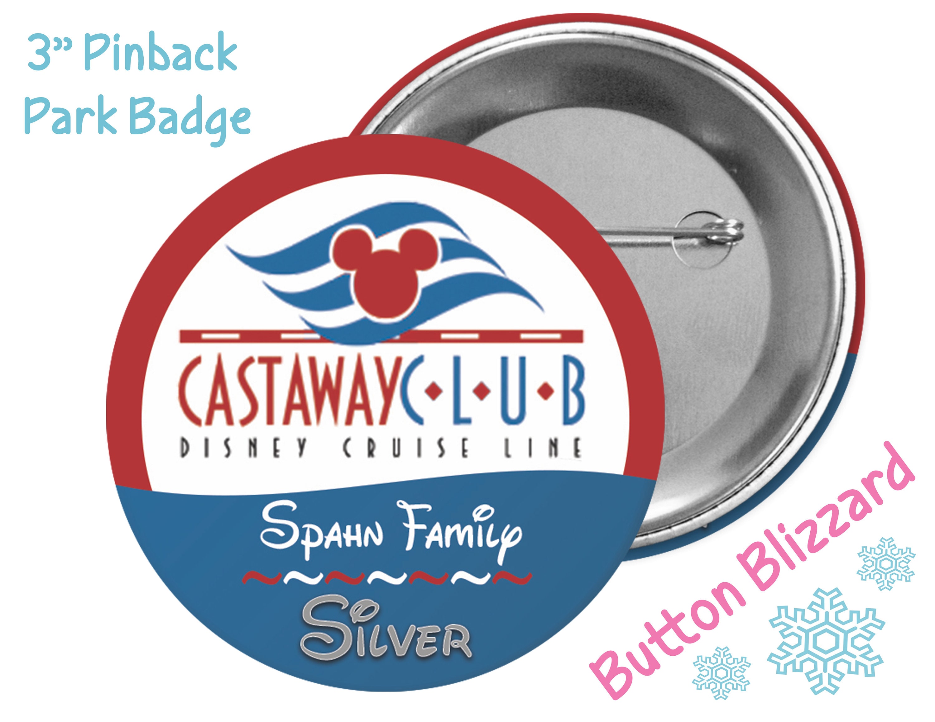 Personalized Castaway Club Member Status Button- Disney Cruise