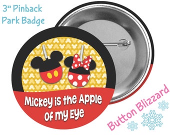 The Apple of My Eye Button - Mickey and Minnie Caramel Apple Button - Disney Snack Button - Mickey Snack Pin - Disney Food Badge