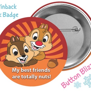 Chip and Dale Button - Best Friends Button - Friendship Badge - Disney Park Button - Theme Park Pin - Chip and Dale Badge - Lanyard Pin