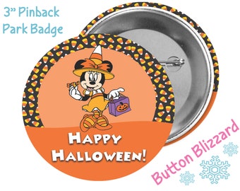 Happy Halloween! Button - Minnie Candy Corn Button - Halloween Park Badge - Trick or Treat Button - Disney Park Button - Minnie Witch Pin