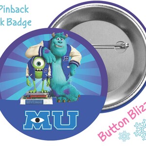 Monsters University Button - Mike and Sulley Button - Theme Park Button - Disney Park Button - Lanyard Pin - Monsters Inc Button