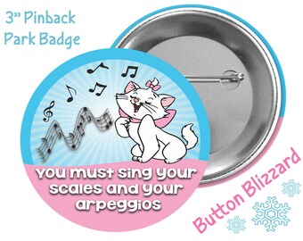 Marie Aristocats Scales and Arpeggios Button - Aristocats Pin - Marie Badge - Disney Park Button - Theme Park Pin - Disney Marie Badge