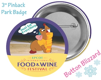 Epcot International Food and Wine Festival Button - Gus Gus Cinderella Button - Disney Park Button - Theme Park Pin - Epcot Festival Badge