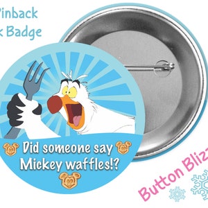 Scuttle Button - Little Mermaid Seagull Pin - Mickey Waffle Button - Theme Park Pin - Disney Park Button - Disney Food Button - Scuttle Pin