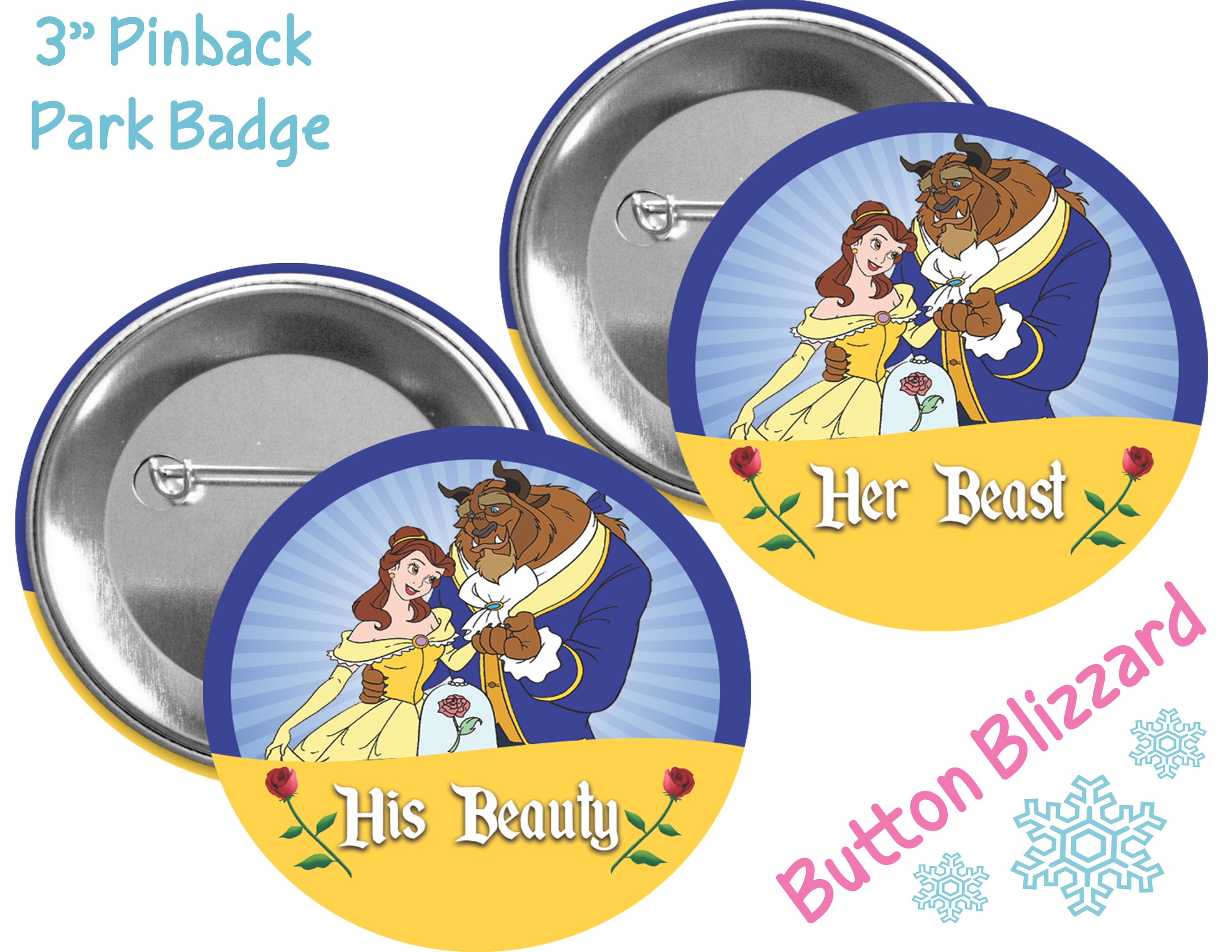 His Beauty and Her Beast Button - Disney Couples Button - Beauty