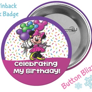 Minnie Mouse Birthday Button - Disney Birthday Badge - Celebration Pin - Minnie Mouse Birthday Pin - Disney Park Button - Theme Park Pin