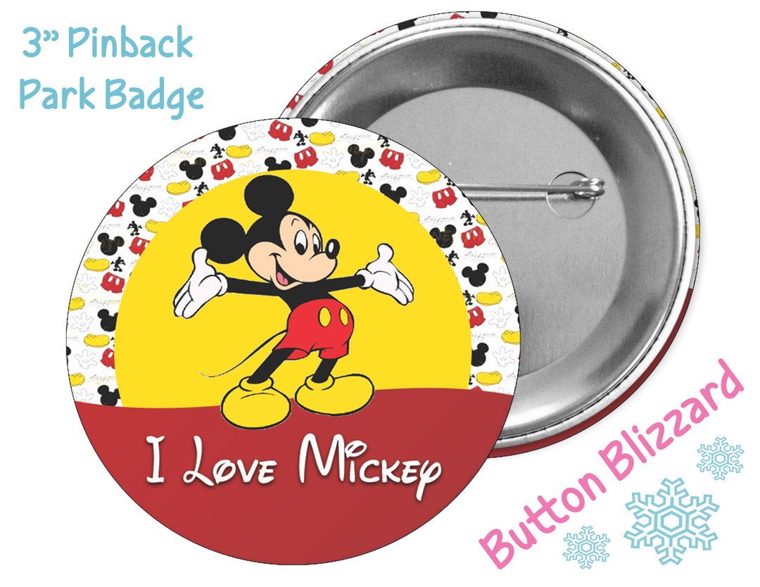 I Love Mickey Mouse Button - Mickey Mouse Inspired Park Button - Theme