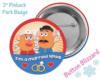 ¡Soy una Papa Casada! - Botón de Matrimonio de Toy Story - Insignia del Sr. y la Sra. Papa - Botón de Recién Casados de Disney - Insignia de Boda de Disney