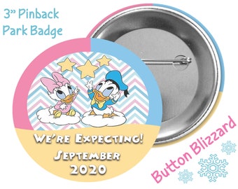 We're Expecting! Daisy Duck and Donald Duck Baby Button - Baby Shower Badge - Pregnancy Announcement Button - Disney Park Pin - Baby Badge