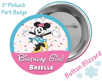 Minnie Mouse Birthday Girl Button - Mickey Mouse Birthday Boy Button - Disney Park Button - Birthday Pin - Party Pin - Celebration Button