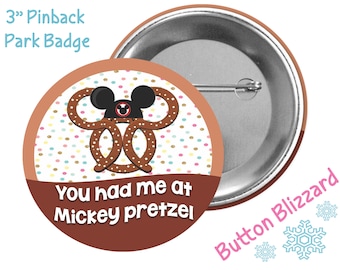 Botón de pretzel de Mickey Me conquistaste - Botón de Mickey - Insignia de comida de Disney Park - Pin de pretzel - Botón de comida de Mickey - Pin de refrigerio de Disney Park