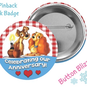 Lady and the Tramp Anniversary Button - Disney Button - Lady and the Tramp Pin - Anniversary Pin - Theme Park Button