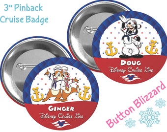 Botón de crucero de Disney - Botón de Chip y Dale - Botón de Goofy - Pin de navegación - Pin de vacaciones de Disney - Botón de parque temático - Regalo extensor de pescado