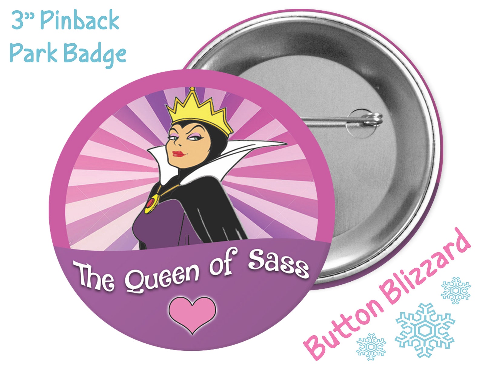Pink and Purple Evil Queen Button Queen of Sass Button Etsy