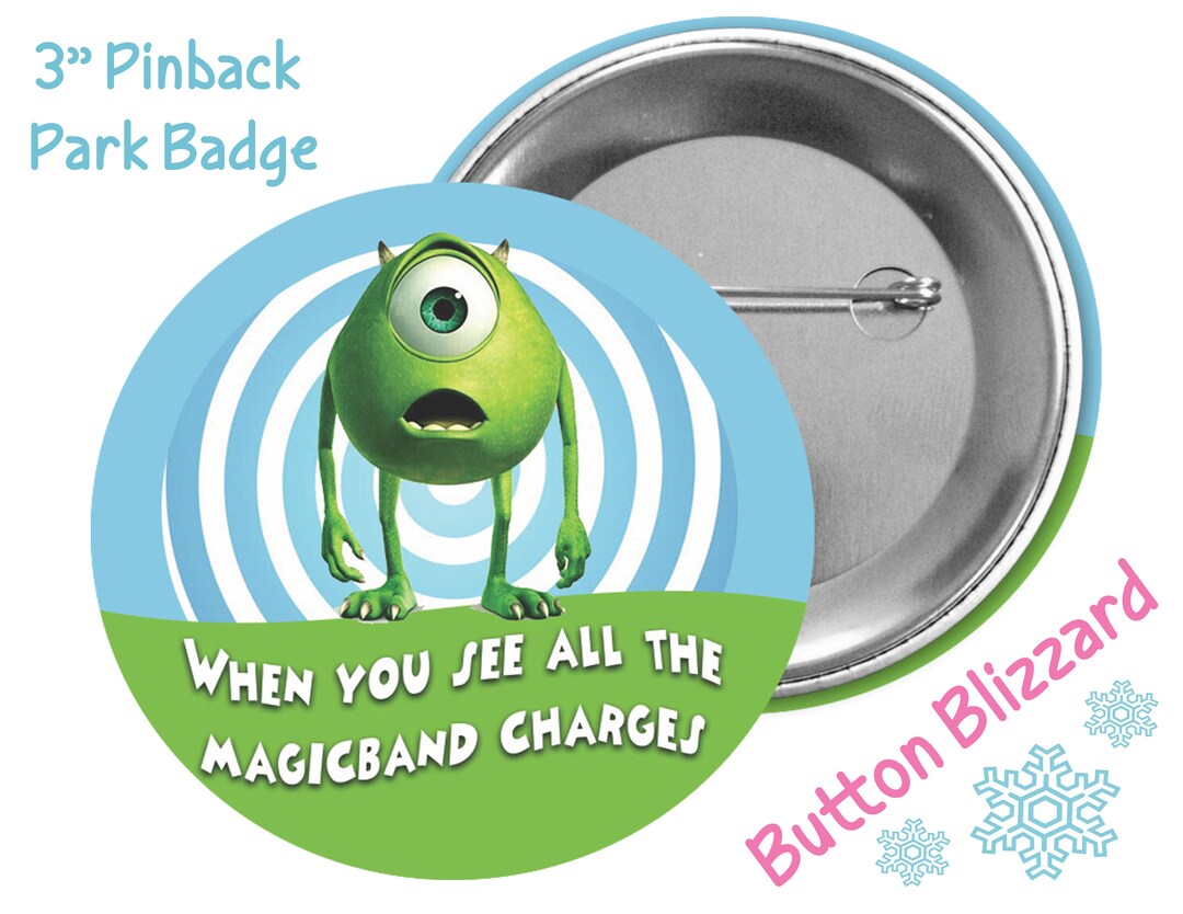 Mike Wazowski Magicband Charges Button Walt Disney World Park Button