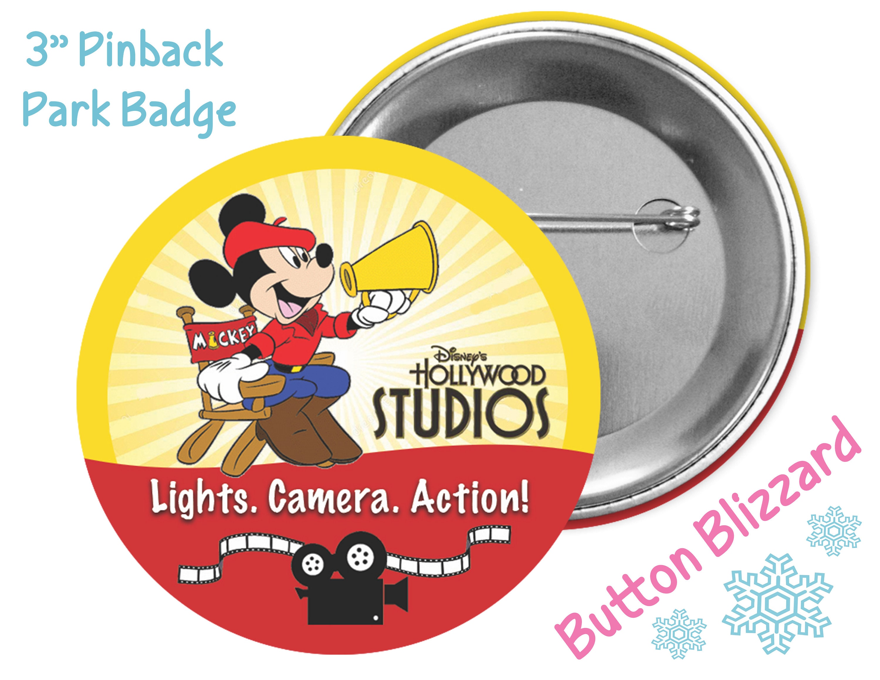 Mickey Director Hollywood Studios Button - Lights Camera Action