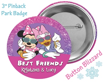 Botón de mejores amigas de Minnie Mouse y Daisy Duck - Botón de mejores amigas - Botón de parque Disney - Pin de parque temático - Botones de mejores amigas - Pines Disney