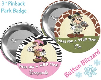 Disney Safari Button - Animal Kingdom Button - Minnie and Mickey Mouse Button - Theme Park Button - Disney Park Button - Animal Kingdom Pin