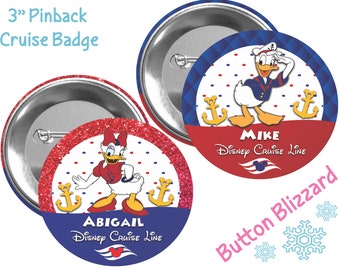 Botón de crucero de Disney - Botón de Daisy Duck - Botón de Donald Duck - Pin de parque temático - Pin de crucero de Disney - Regalo extensor de pescado