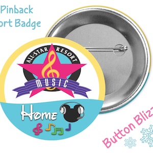 All Star Music Resort Button - Disney Hotel Badge - Disney Park Pin - Theme Park Badge - Disney Luggage Tag - Disney Vacation Club Button